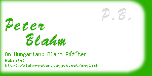 peter blahm business card